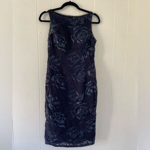 Adrianna Papell Blue Sequin Dress Size 4